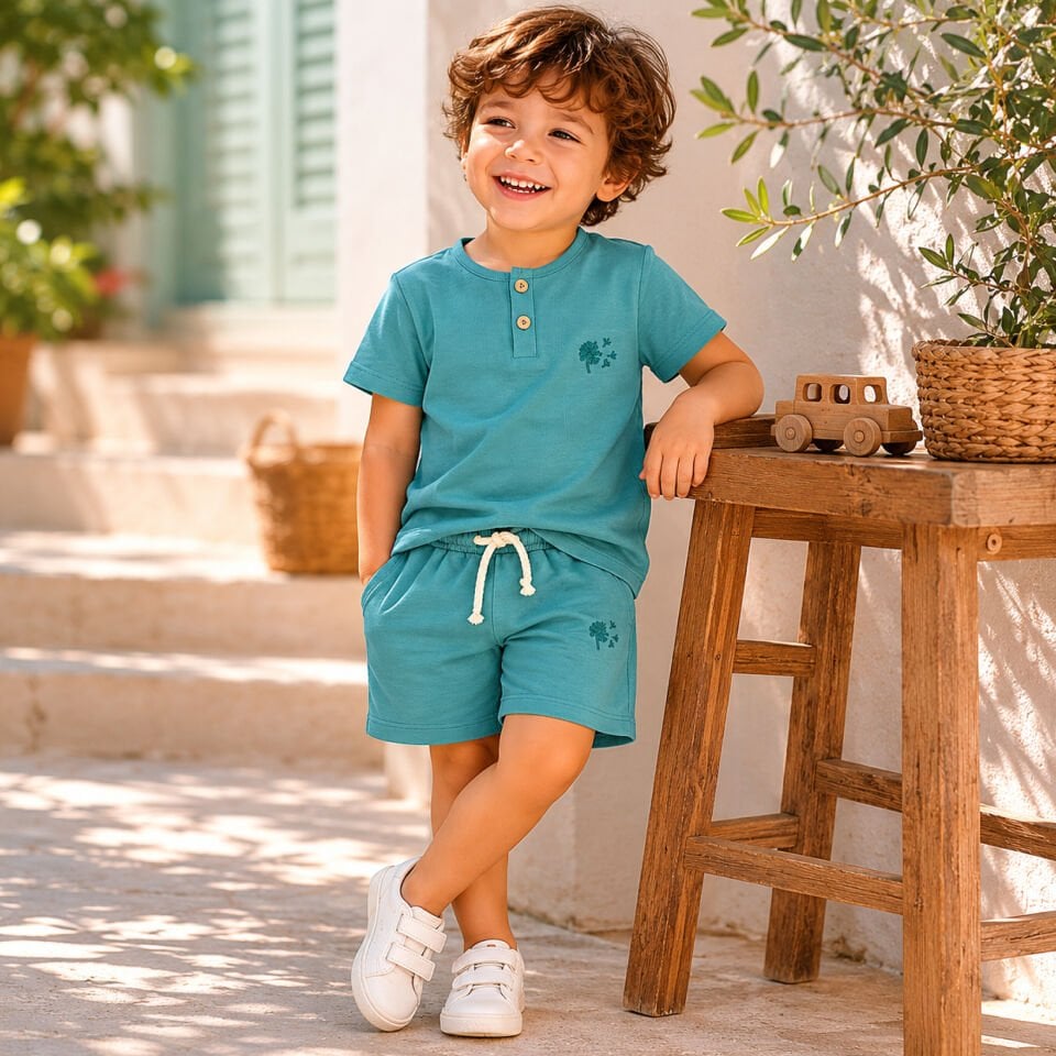 Unisex İki İplik Şort & Tişört Takım