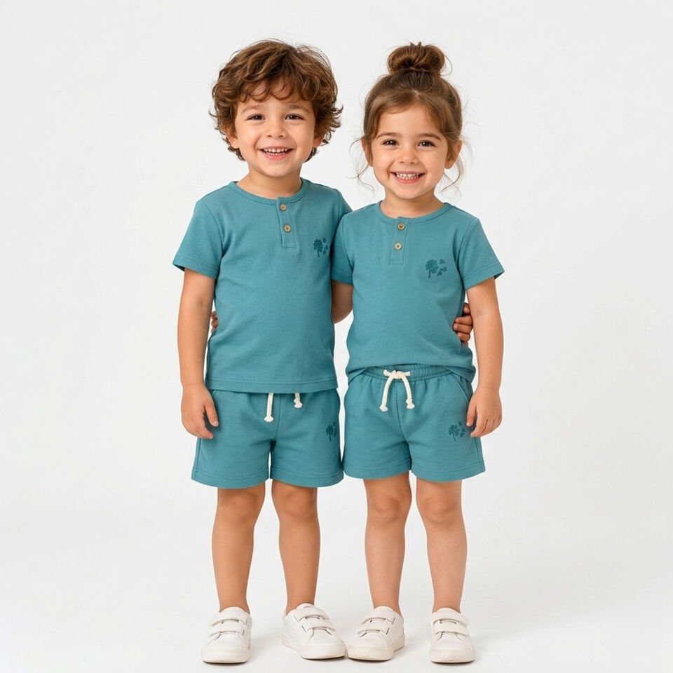 Unisex İki İplik Şort & Tişört Takım