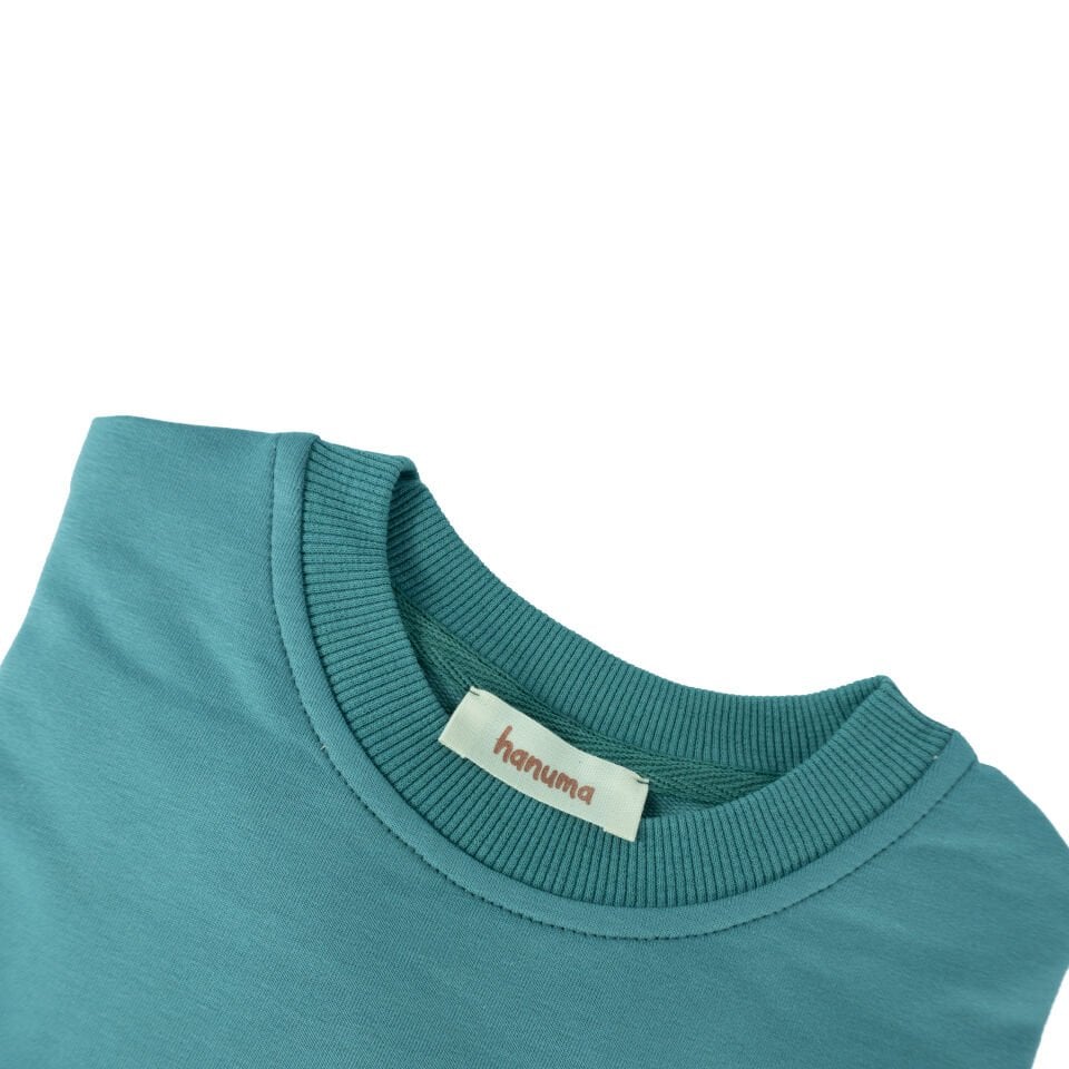 Unisex İki İplik Düşük Kol Sweatshirt