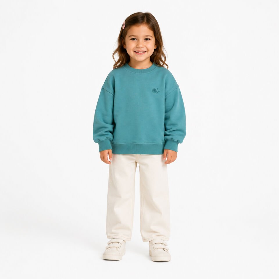 Unisex İki İplik Düşük Kol Sweatshirt
