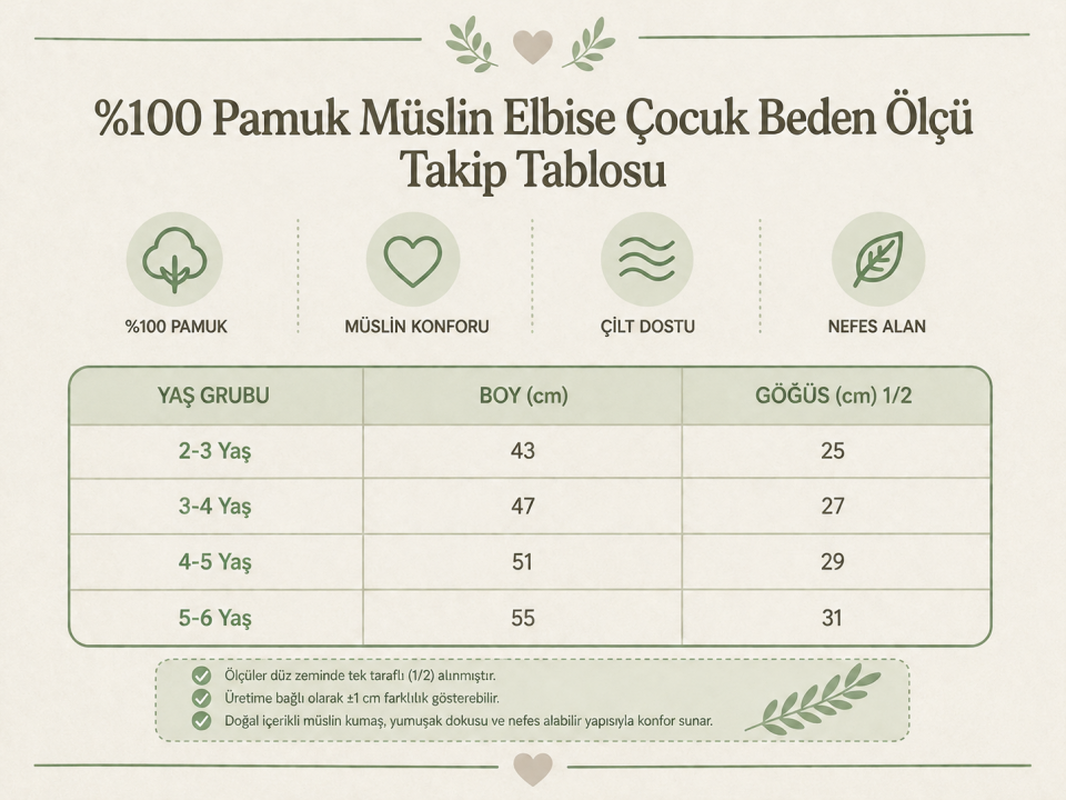 %100 Pamuk Müslin Elbise