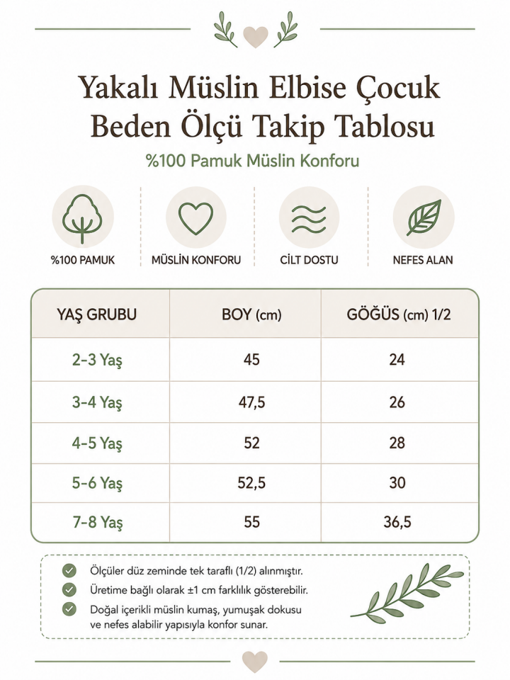 Kız Çocuk Yakalı %100 Pamuk Kırmızı Müslin Elbise
