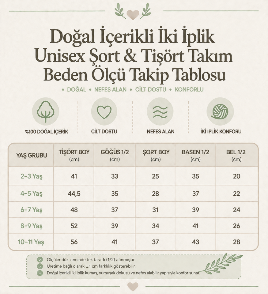 Unisex İki İplik Şort & Tişört Takım