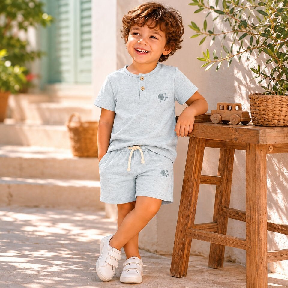 Unisex İki İplik Şort & Tişört Takım
