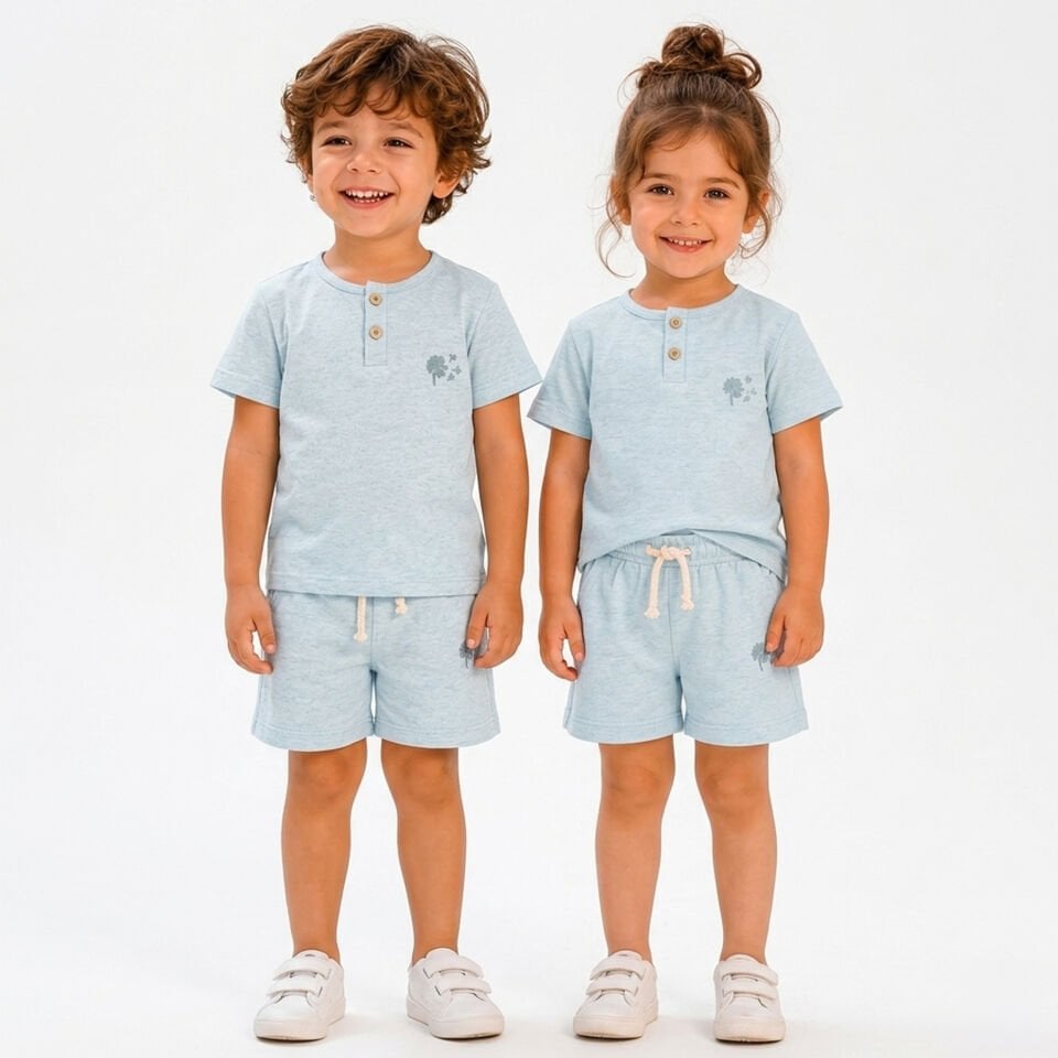 Unisex İki İplik Şort & Tişört Takım