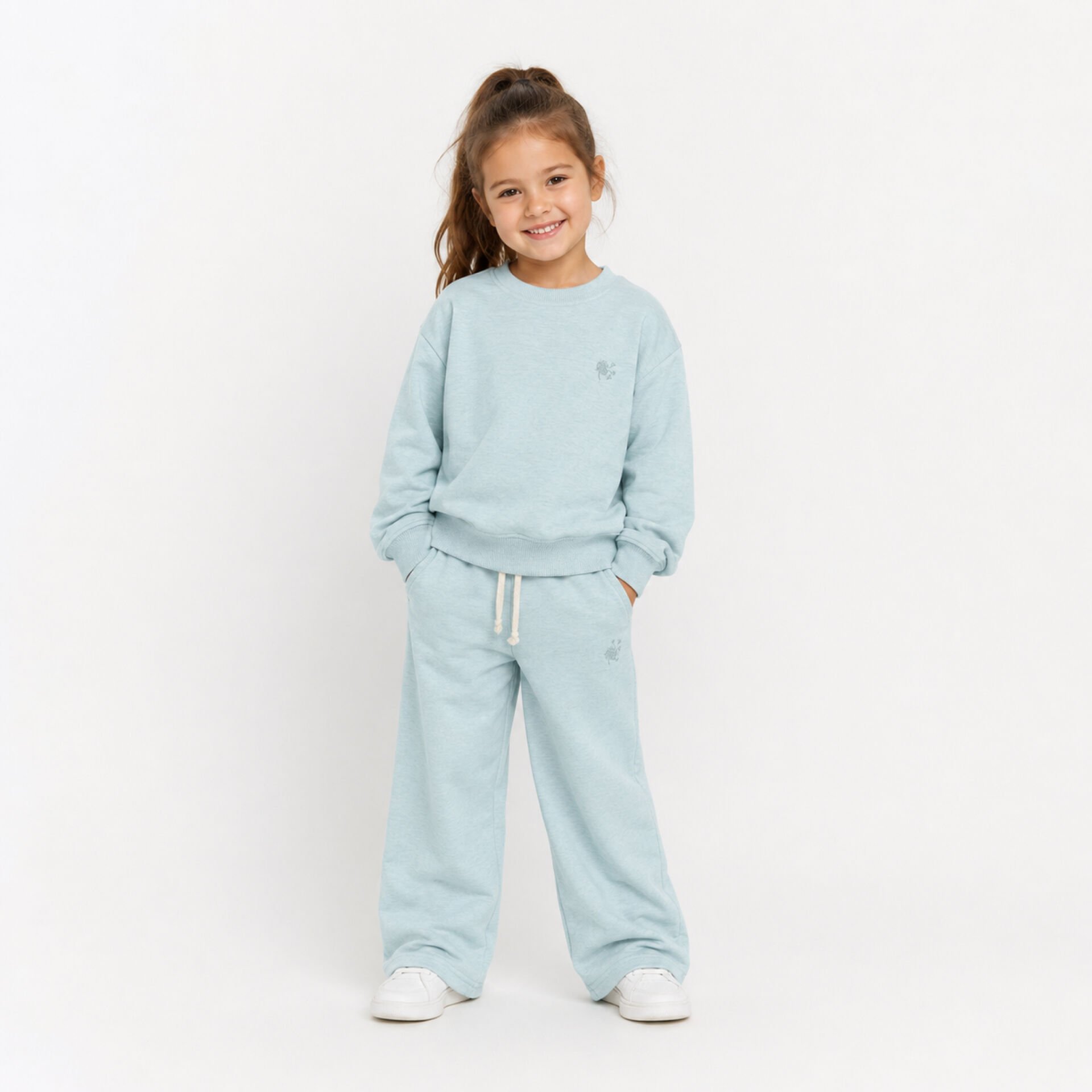 Unisex İki İplik Düşük Kol Sweatshirt