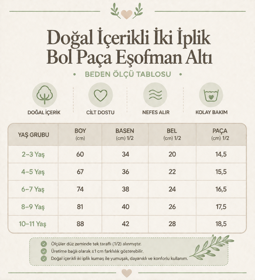 Unisex İki İplik Bol Paça Eşofman Altı