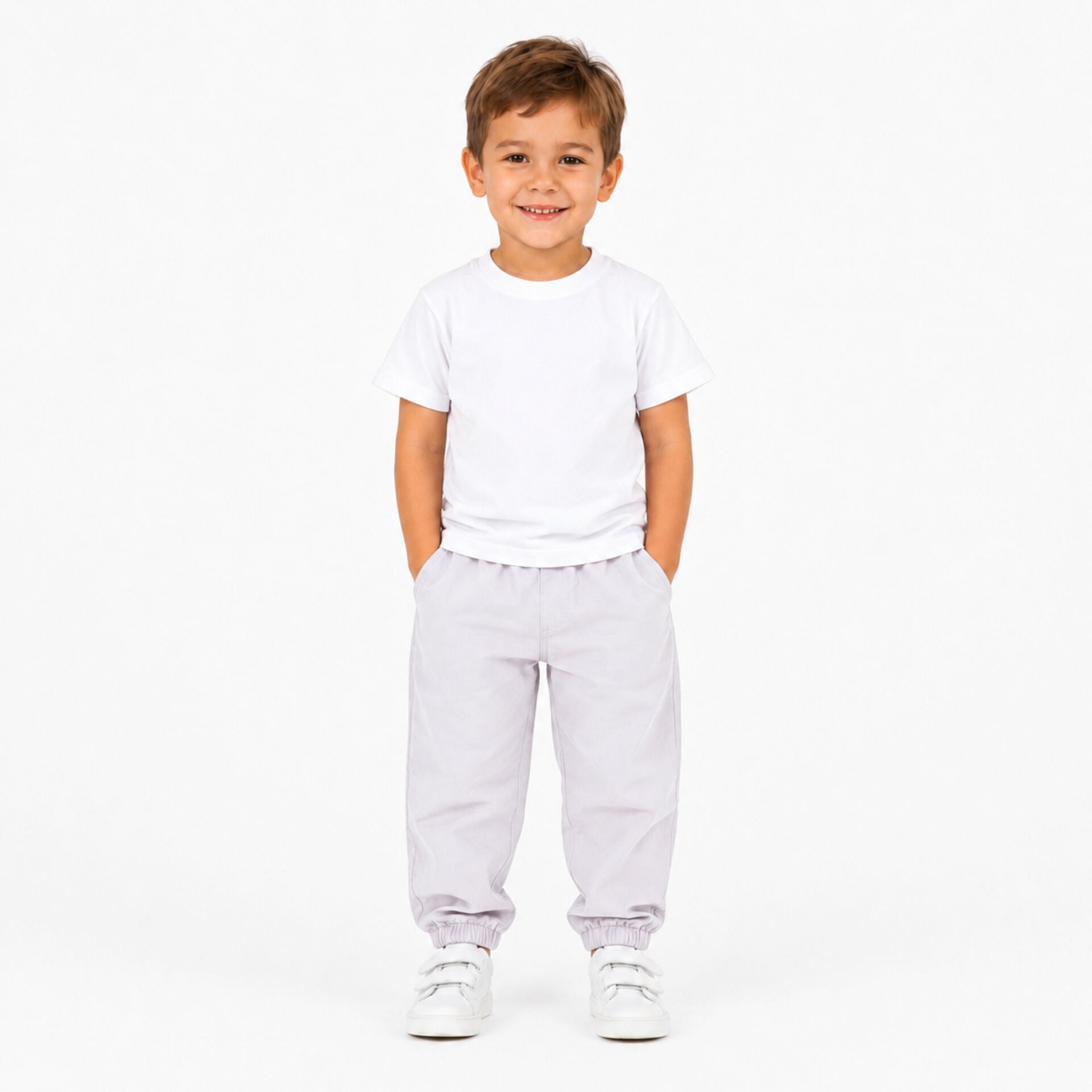 Krem Bol Kesim Lastik Paça %100 Gabardin Çocuk Pantolon