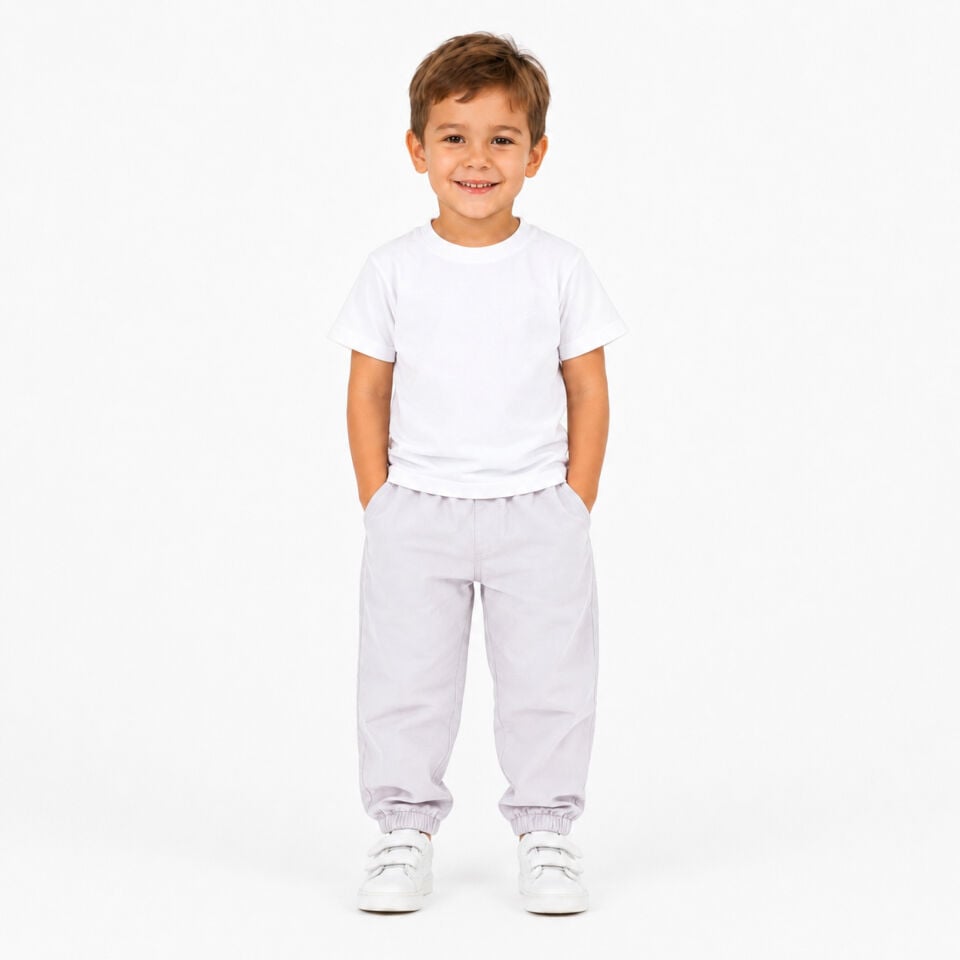 Erkek Çocuk Bol Kesim Lastik Paça % 100 Gabardin Pantolon
