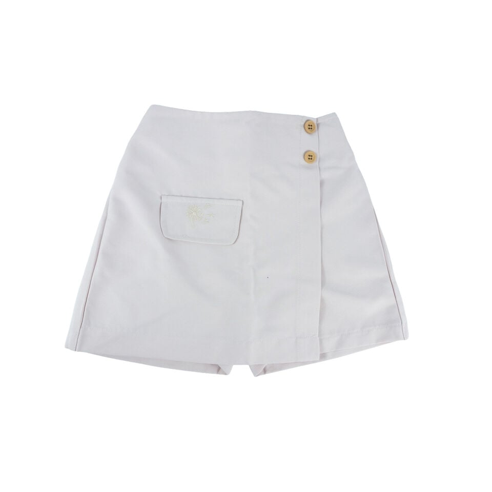 Kız Çocuk Siyah %100 Pamuk Gabardin Şort Etek 10/11 - Krem