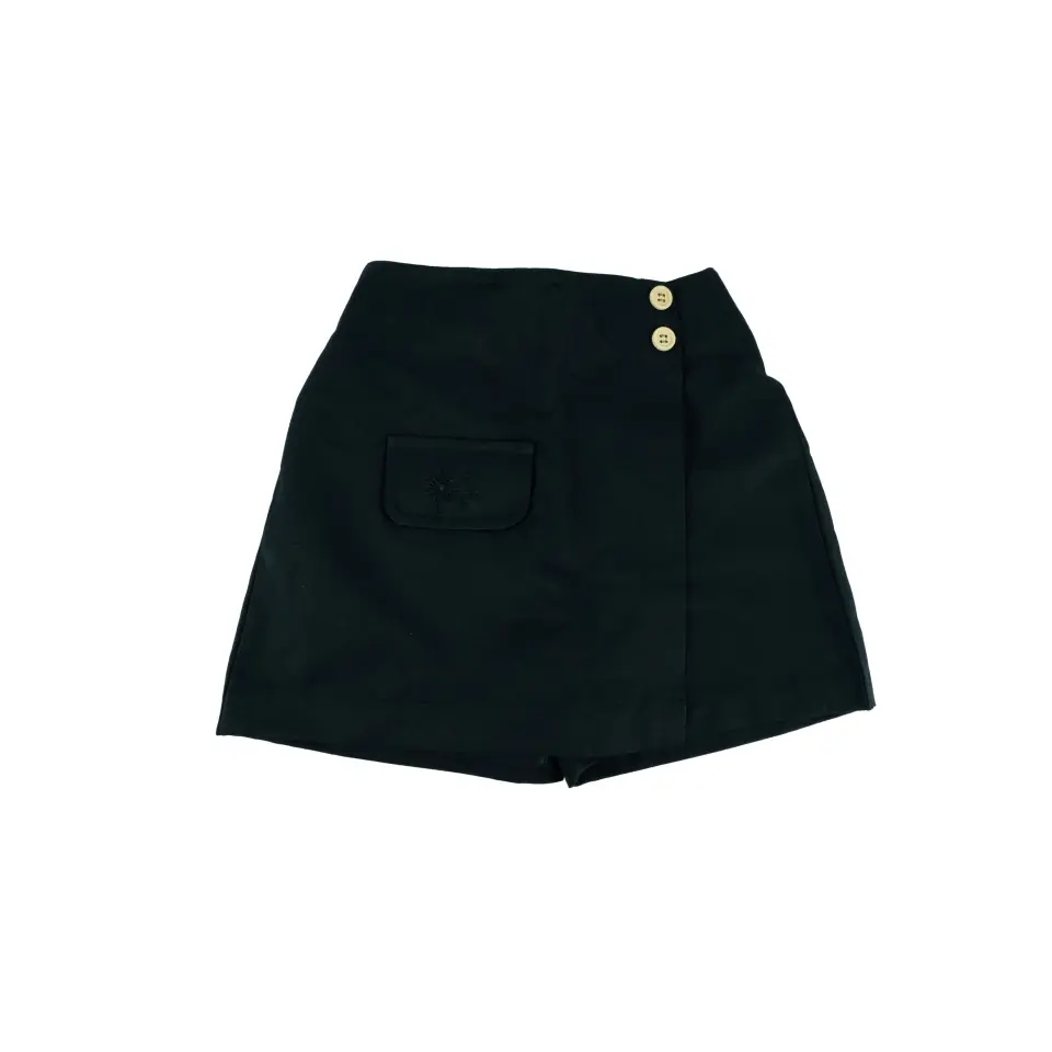 Kız Çocuk Krem %100 Pamuk Gabardin Şort Etek 2/3  - Siyah