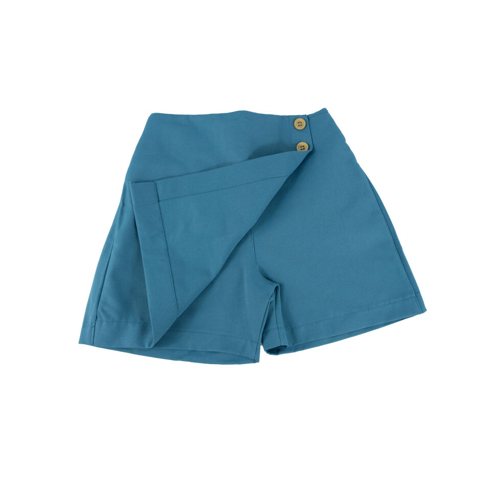 Kız Çocuk Krem %100 Pamuk Gabardin Şort Etek 4/5 - Mavi