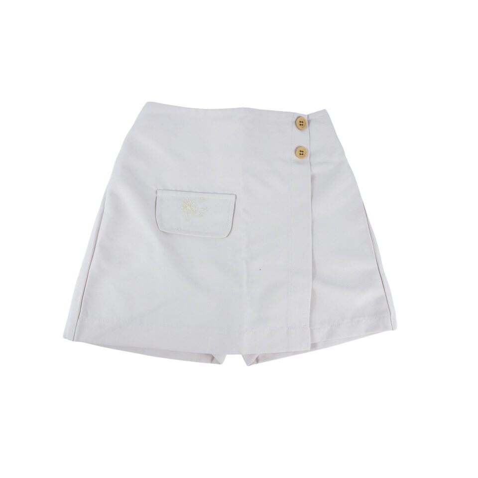 Kız Çocuk Mavi %100 Pamuk Gabardin Şort Etek 4/5 - Krem