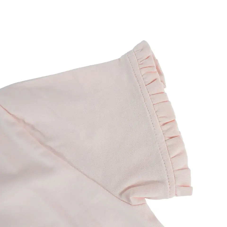 Kız çocuk pastel sarı %100 pamuk süprem kalp detaylı tişört 4/5 - Toz Pembe